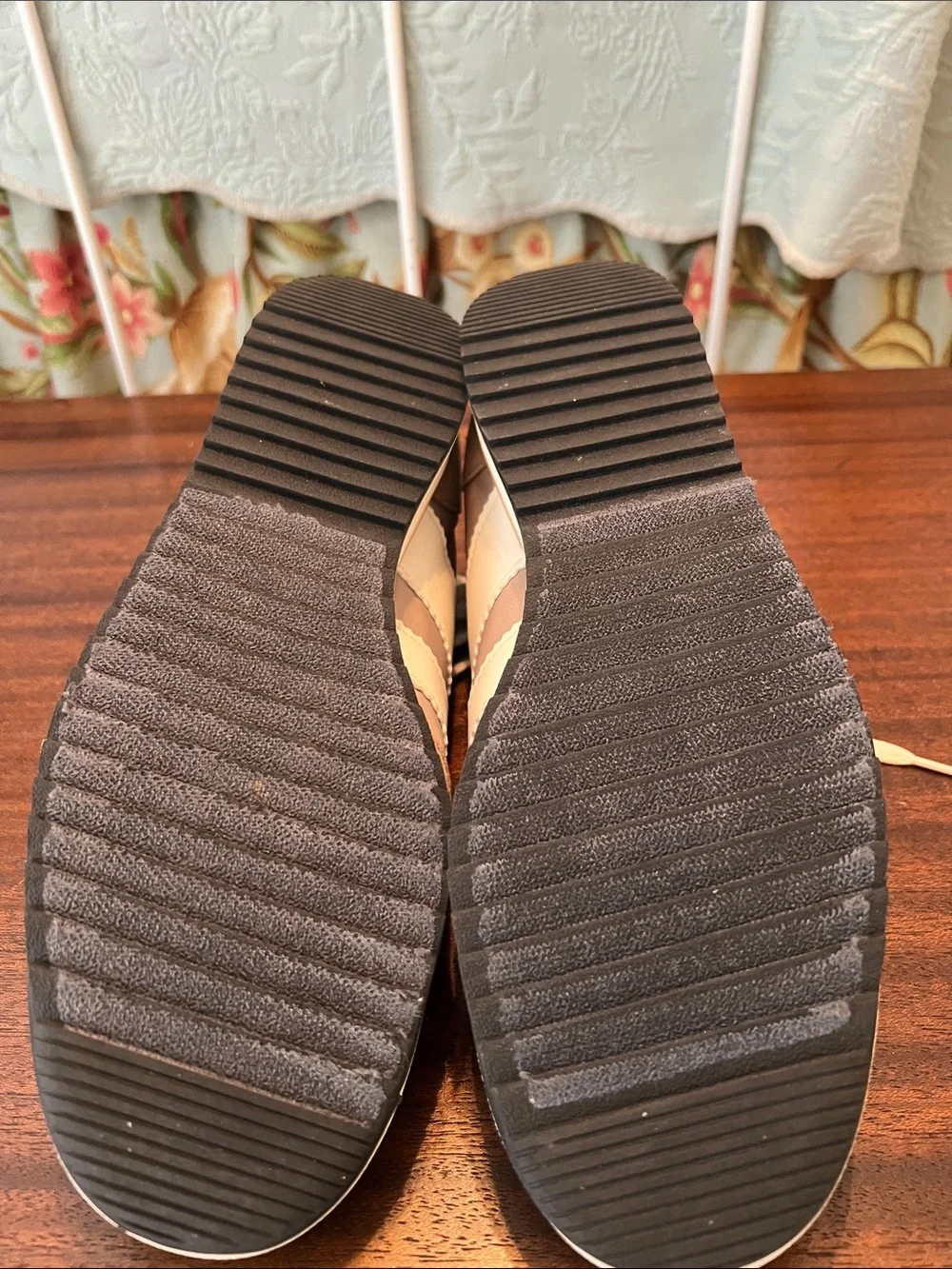 Madden Girl Taupe Casual Sneakers with White Stripes